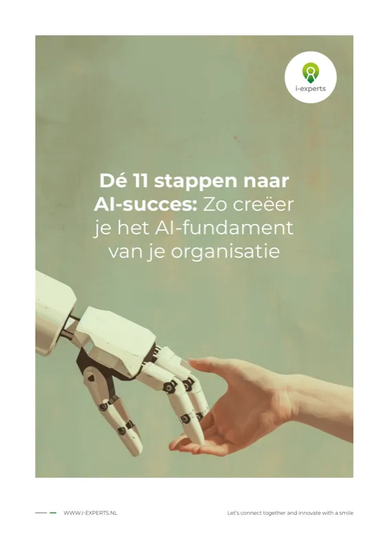 Cover whitepaper: Dé 11 stappen naar AI-succes: “Zo creëer je het AI-fundament van je organisatie”