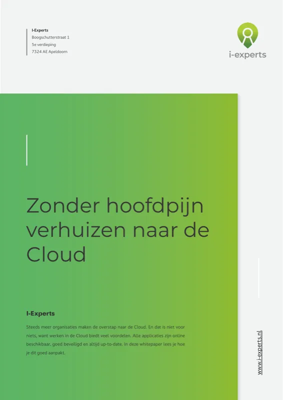 Cover whitepaper: Zonder hoofdpijn verhuizen naar de Cloud