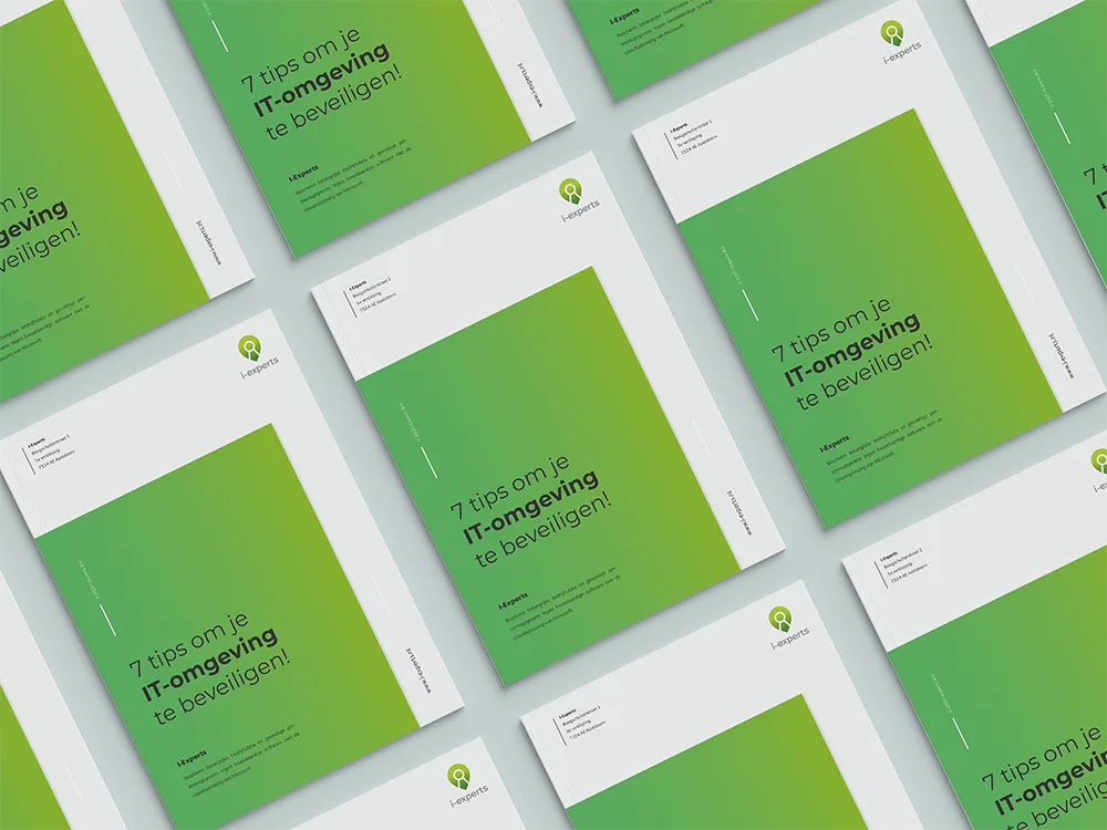 Mockup van whitepaper met zeven tips voor het beveiligen van je IT-omgeving.