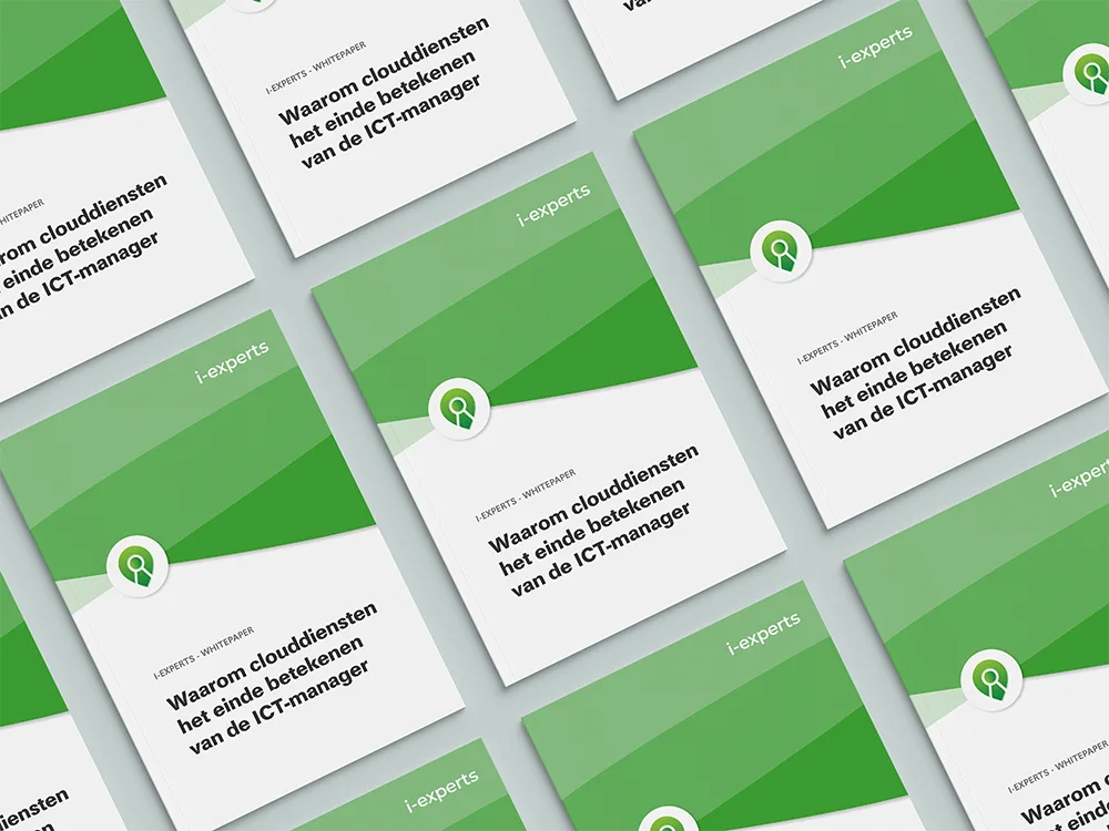 Mockup van whitepaper over de impact van clouddiensten op de rol van de ICT-manager.