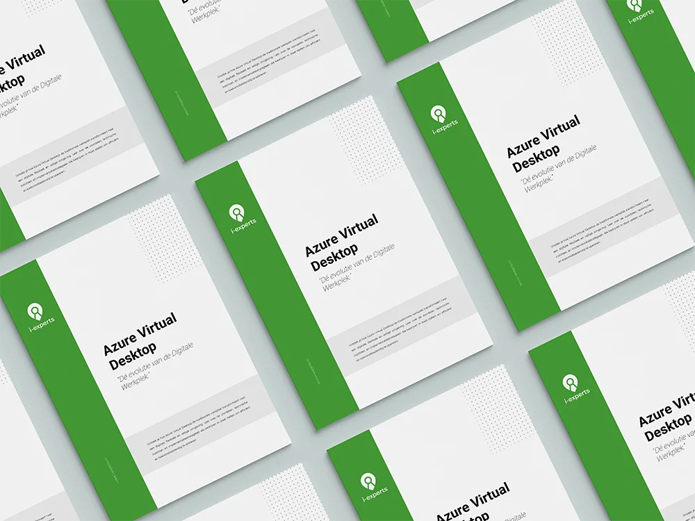 Mockup van whitepaper over Azure Virtual Desktop en de evolutie van de digitale werkplek.