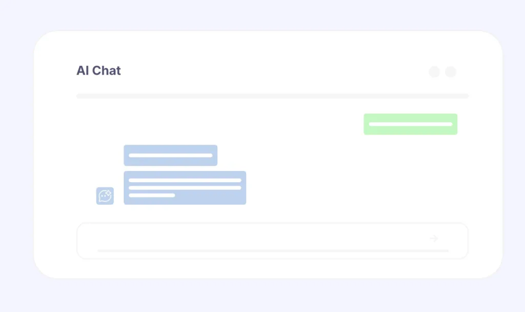 Interface van de AI Chat op het intranet, met voorbeeld van tekstinvoer en AI-reactie in een webpart.