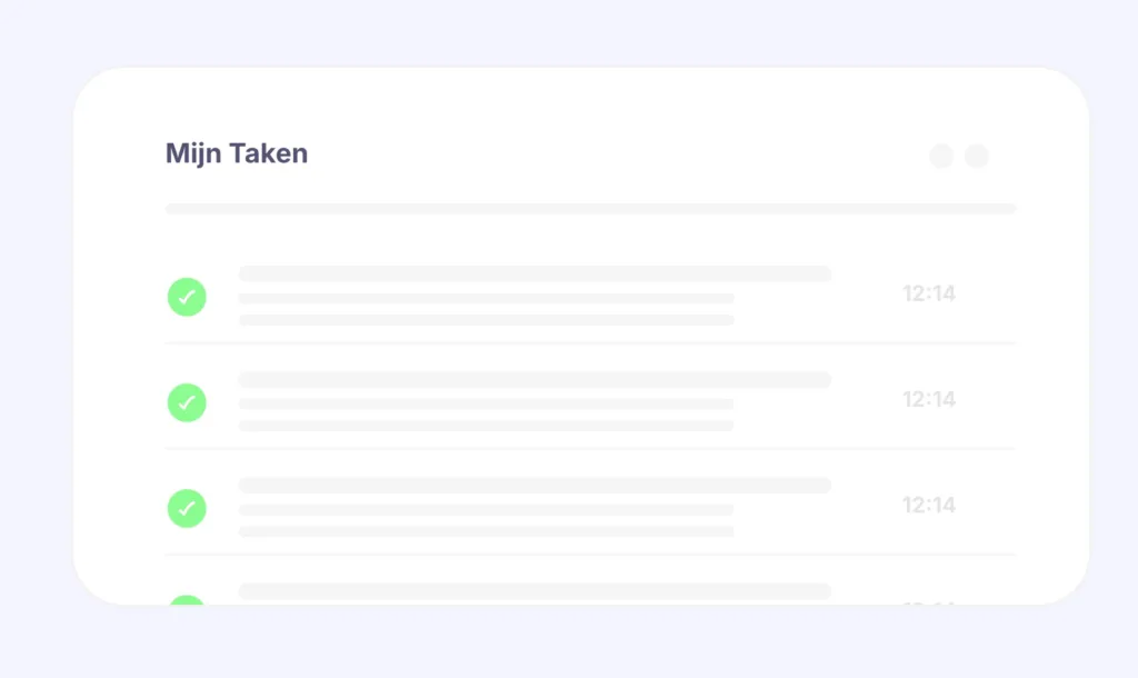 Takenoverzicht op het intranet met taken uit Microsoft Planner en To Do, gesorteerd op project en status.