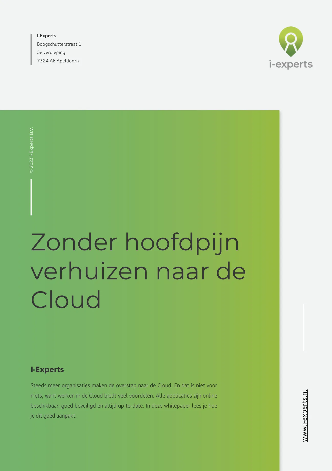 Cover whitepaper Zonder hoofdpijn verhuizen naar de Cloud - i-experts